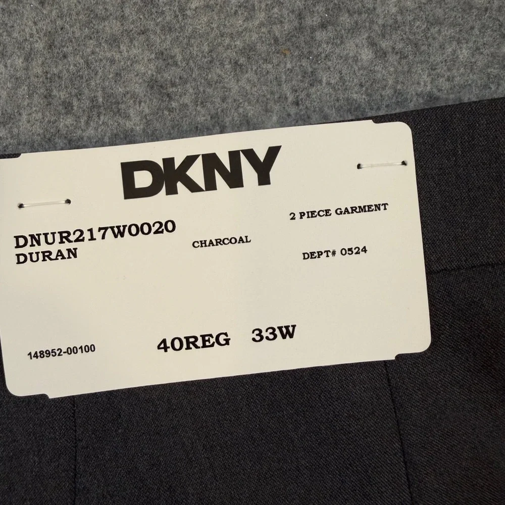 DKNY Duran Men Charcoal Grey 2 Piece Suit 40R 33W DNUR217W0020 New